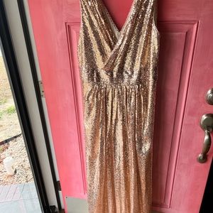 Champagne Sparkly Formal Dress